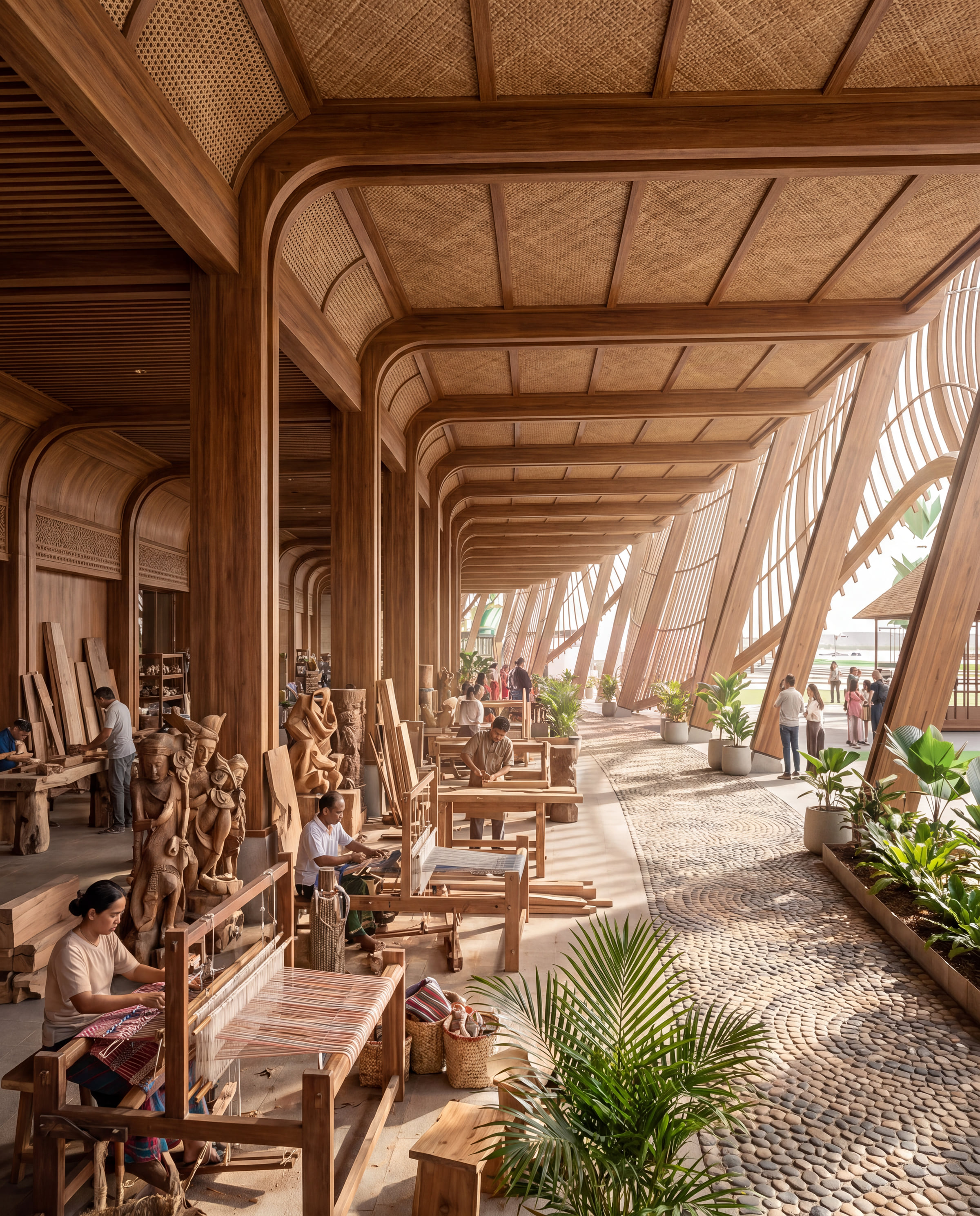 Craft workshops along the processional edge